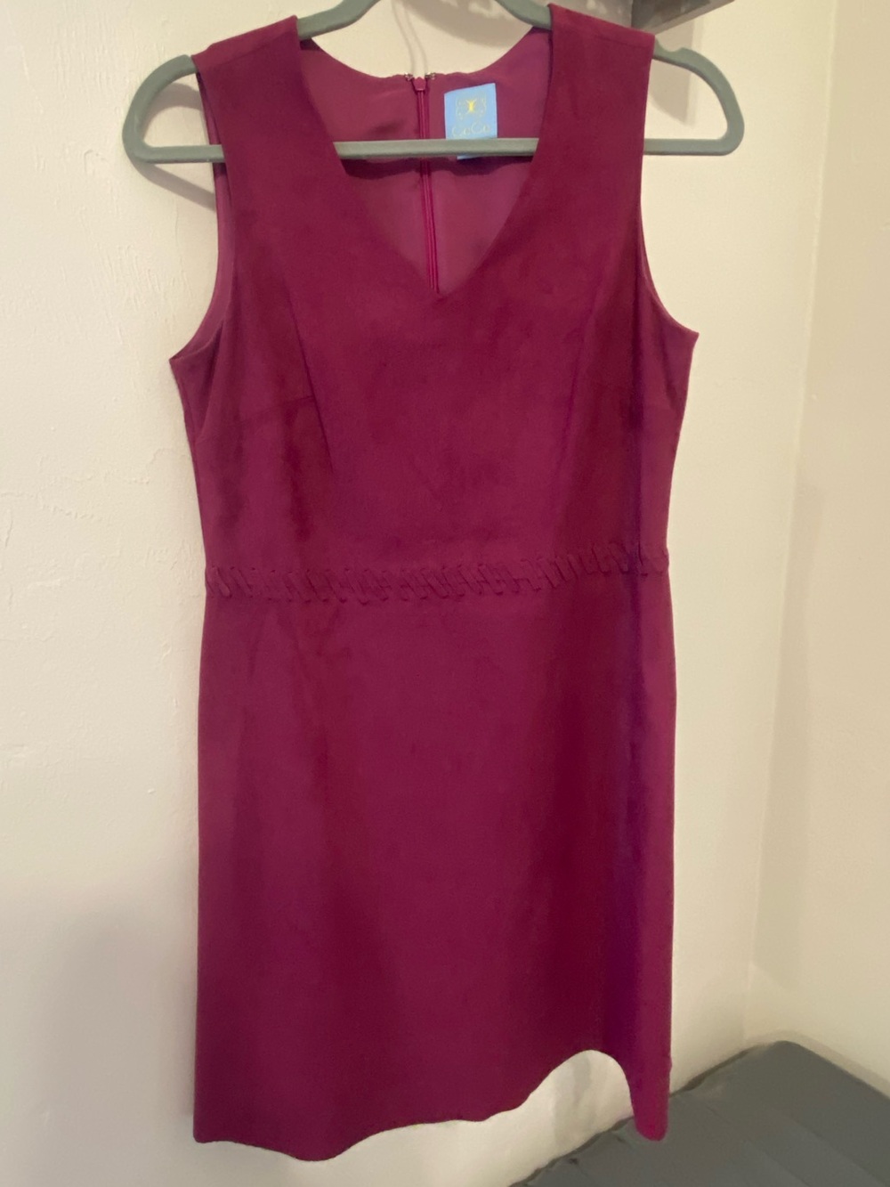 Sleeveless wine faux suede dress